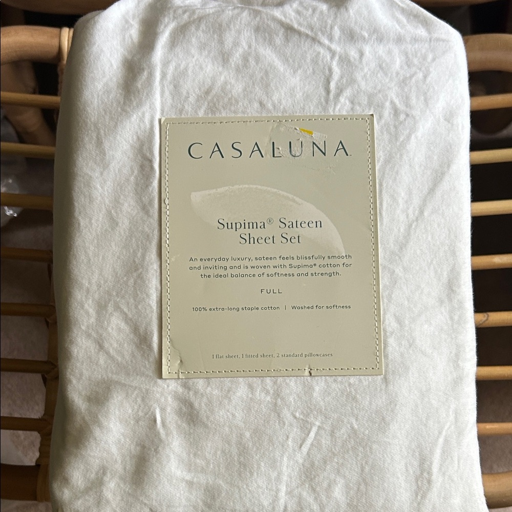 Casaluna Full Supima Sateen Sheet Set - White
